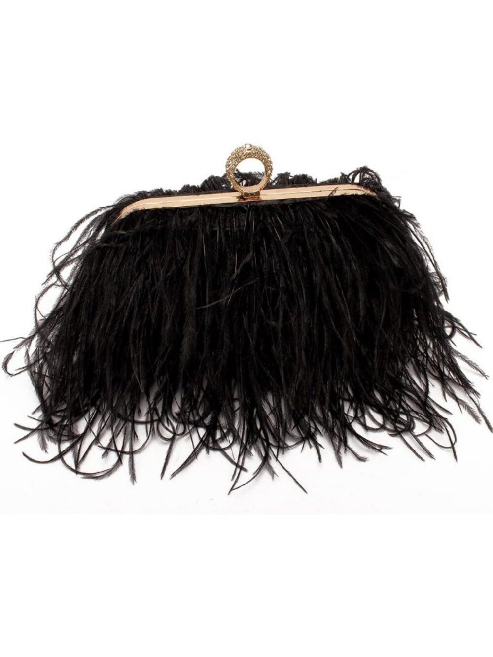 Elegant Natural Ostrich Feather Clutch Bag - Vintage Evening Purse for Banquet
